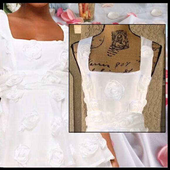 Lulus White Sleeveless Tiered Exceptional Entrance Rosette Midi Dress Size M - Picture 2 of 9